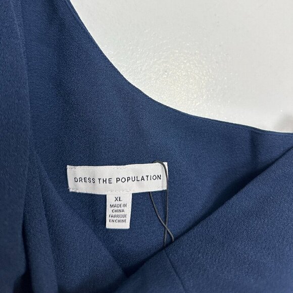 DRESS THE POPULATION Tiffany One-Shoulder Midi Dress in Midnight Size X-Large - Picture 7 of 12